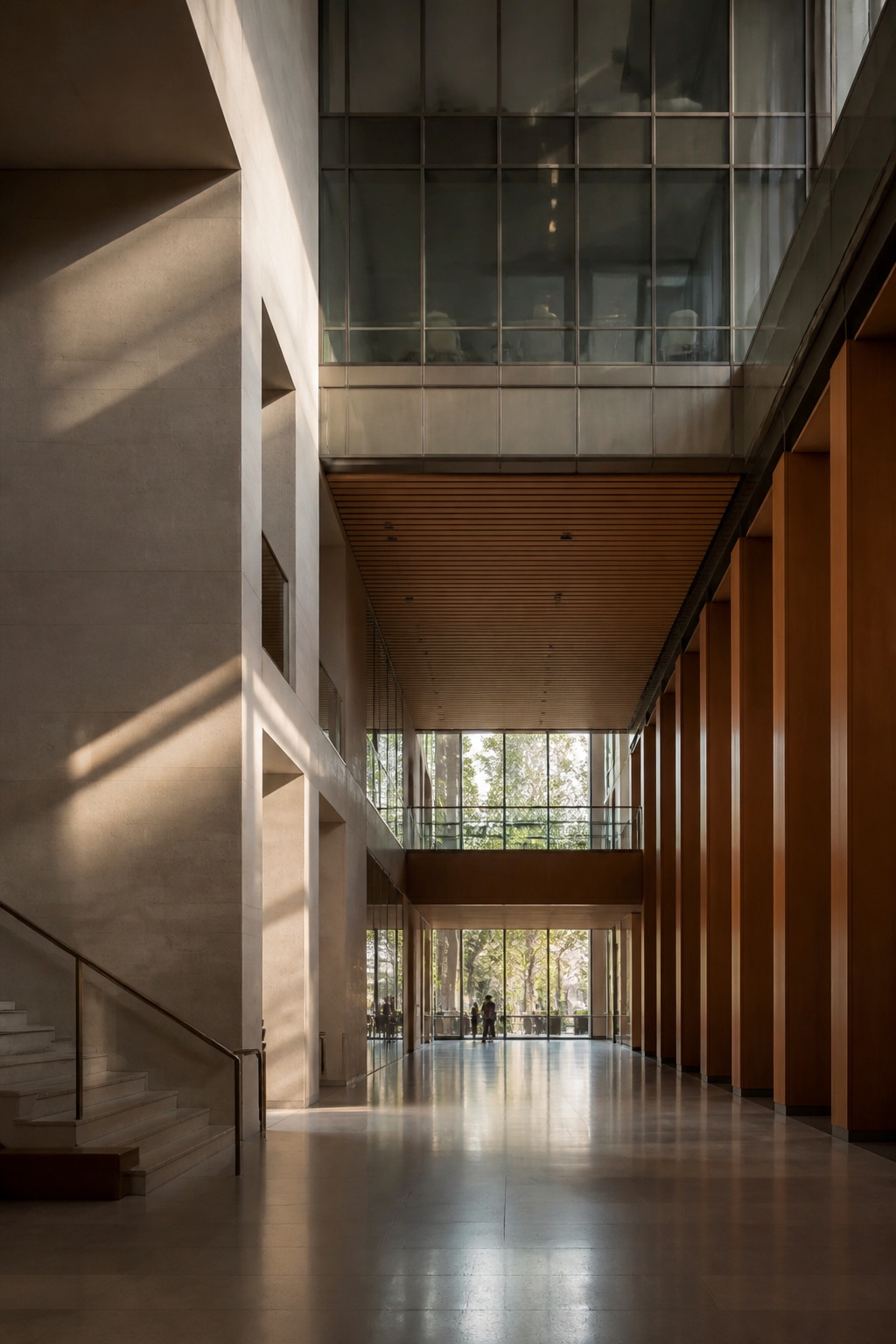 A contemporary university research building interior